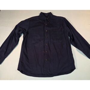 Eddie Bauer Navy Button Down Shirt Large 100% Cotton Classic Fit